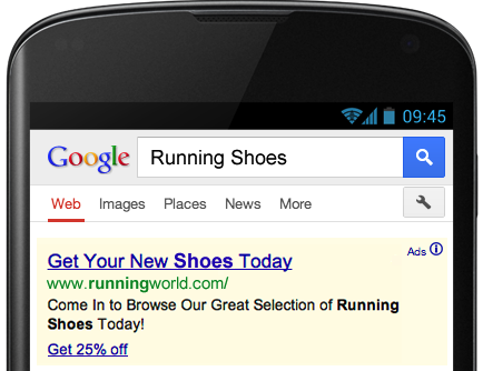 Sample AdWords Offer Extensions on Mobile App