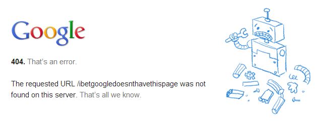 Google 404 Landing Page